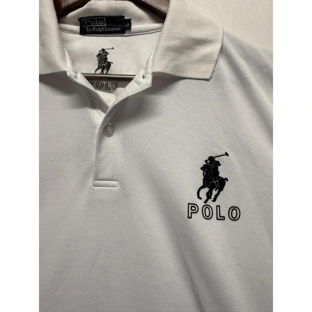 Polo Ralph Lauren Polo Shirt Mens Large White Pony Logo Cotton Golf Tennis